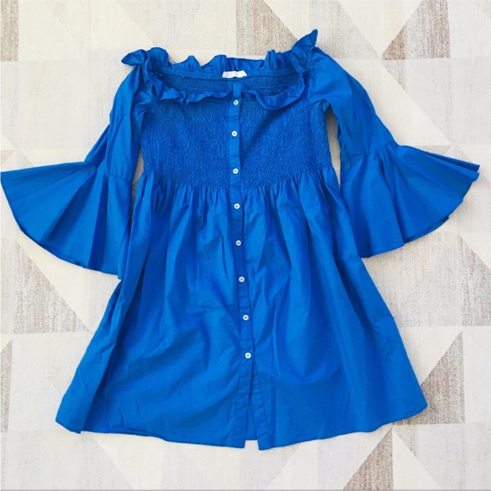 Mango Bardot ruffles shirt dress
